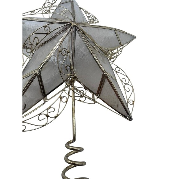 Vintage Capiz Shell Star Christmas Tree Topper Fast Shipping - Picture 11 of 16